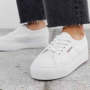 Superga White Platform Low Top Sneakers Sz 38